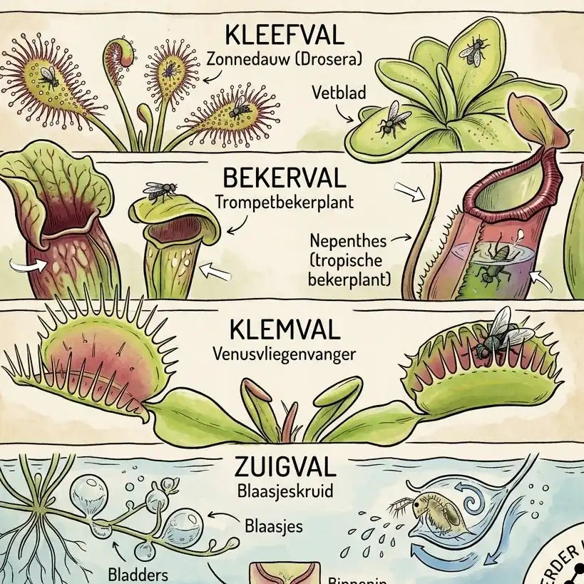 Wat is een vleesetende plant en welke vangmethodes zijn er?